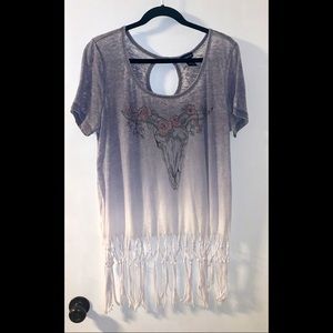 Torrid Ombre Fringe Skull T-shirt
